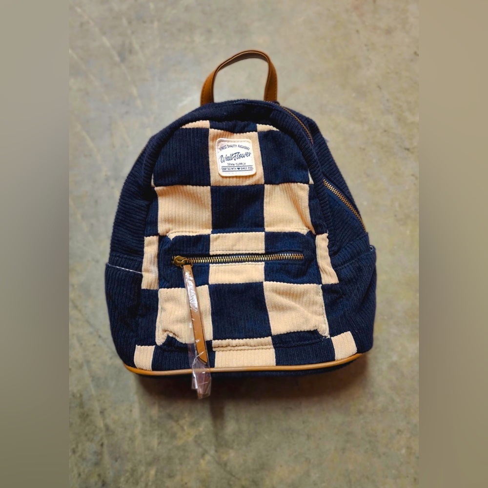Wallflower mini, blue and cream checkered backpack. New and never used.